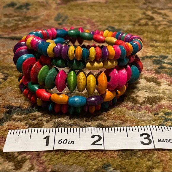Colorful wooden bead wrap bracelet - Picture 6 of 6